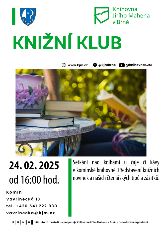 Pozvánka na knižní klub s fotkou stolu s knihami